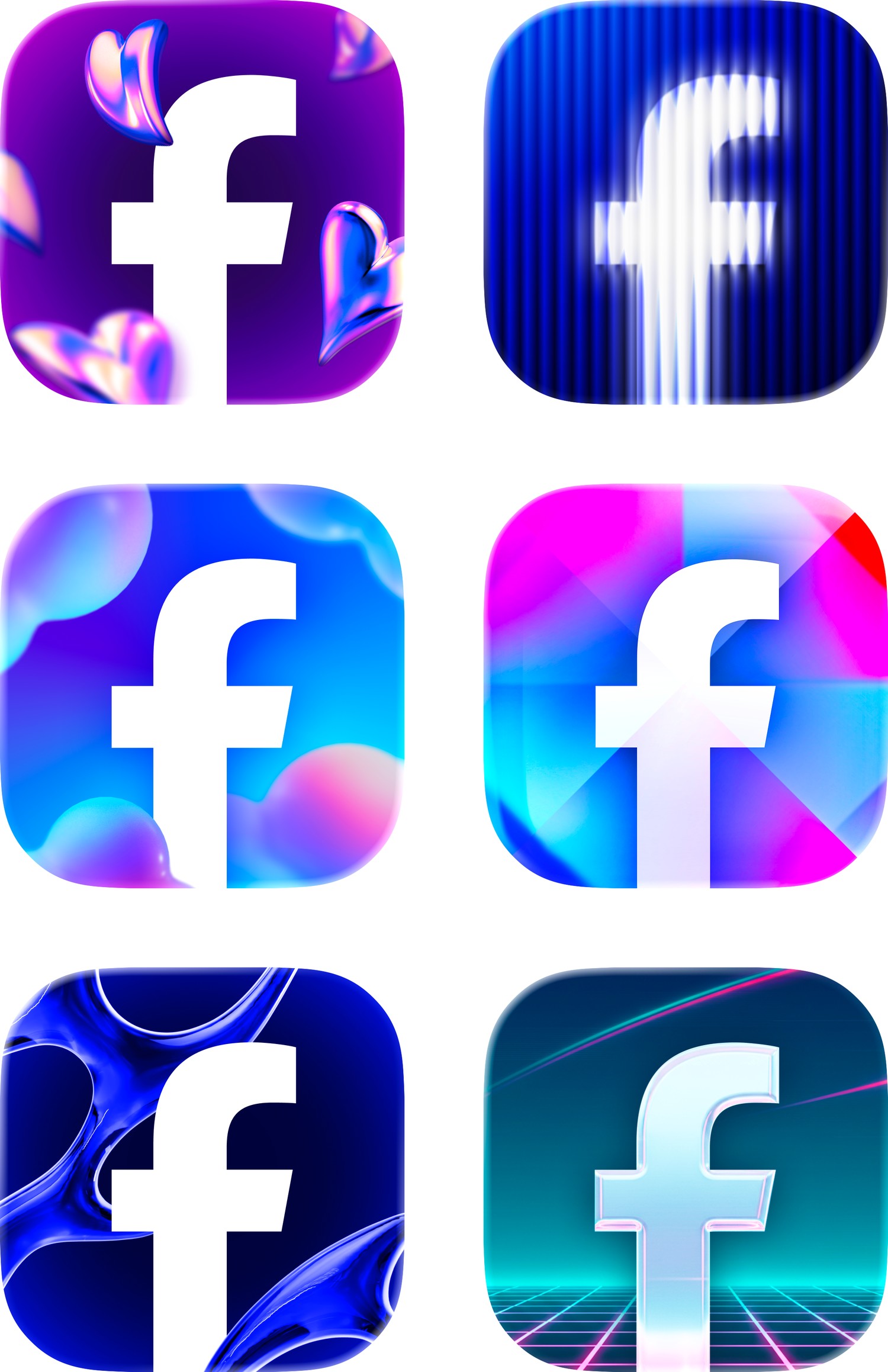 The six final Facebook app icons
