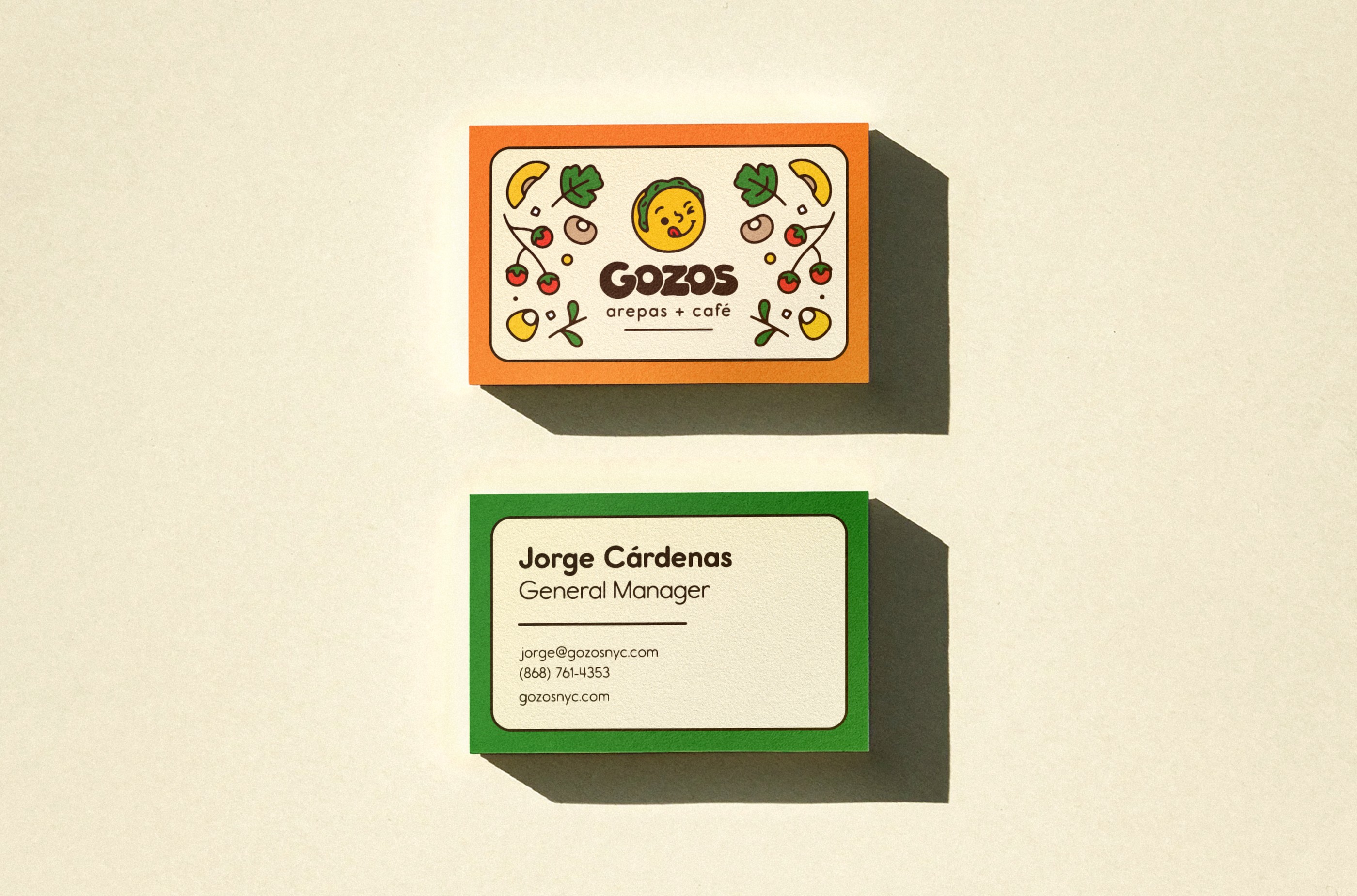 Gozos business cards, pattern side and contact side