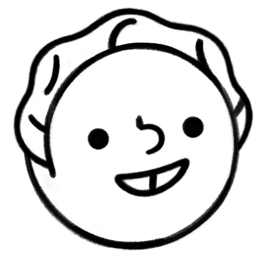 Discarded Gozos mascot — reads as a human face