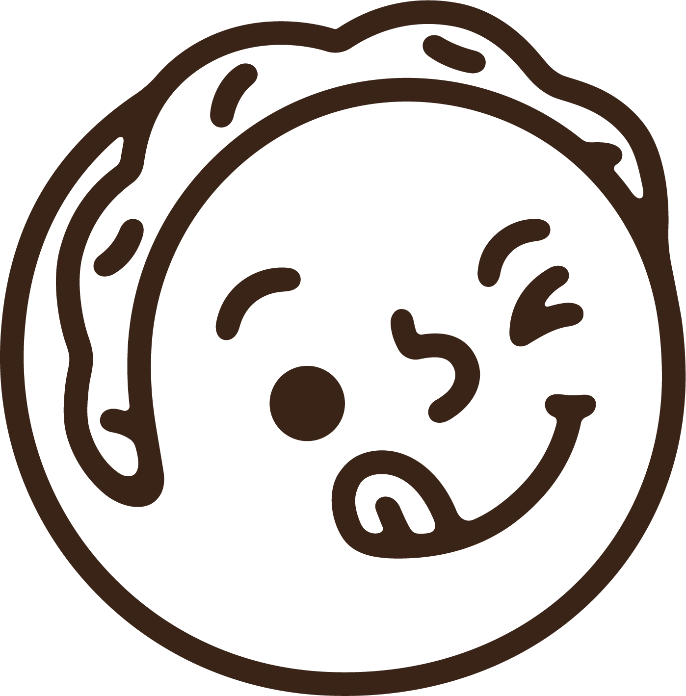 Gozos mascot, final version &mdash; a winking arepa with a tongue out