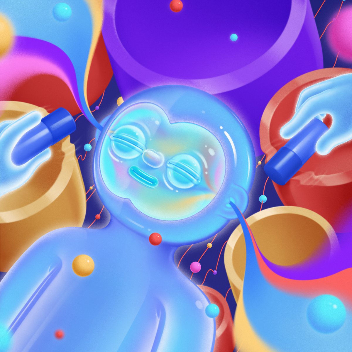 Editorial illustration about sound baths and meditation