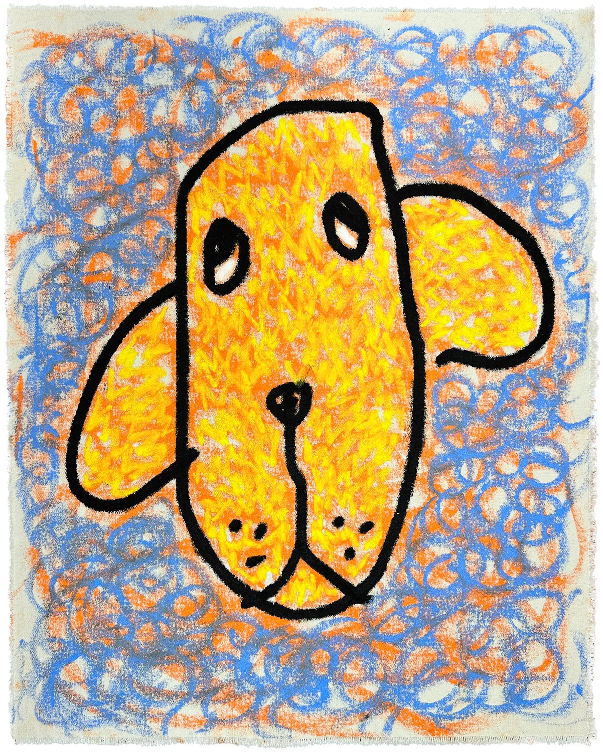 Cándido, 2026, oil painting of a yellow dog face.