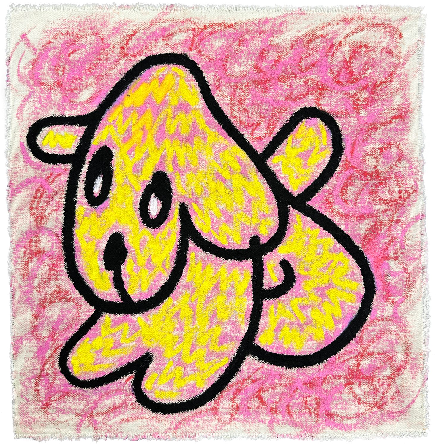 Candy, 2026, oil on canvas painting of a yellow dog.