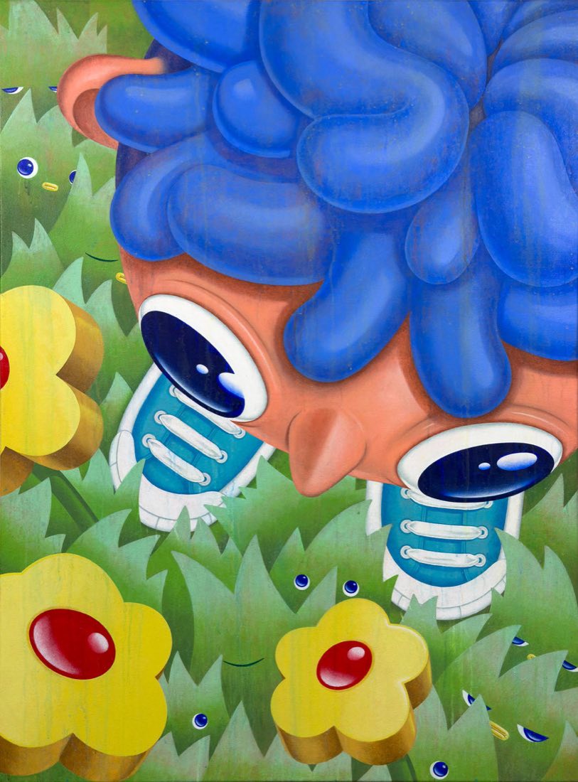Walking on Grass — Acrylic on canvas, 2024 · 3 × 4 ft
